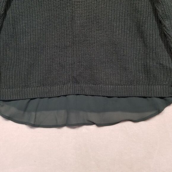 Torrid Sz 1 (1X) Sweater Cable Knit Green Sheer Under Layer Tie Split Back - Picture 2 of 12